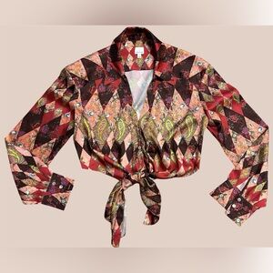Cinq a sept Bohemian Tie-Front Blouse